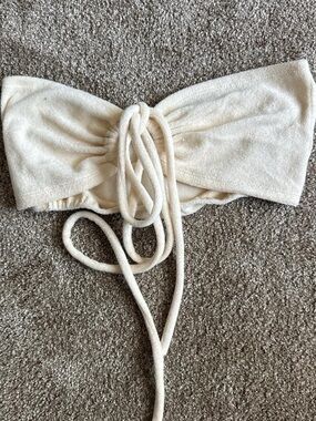 Yellow Tie-Front Strapless Crop Top